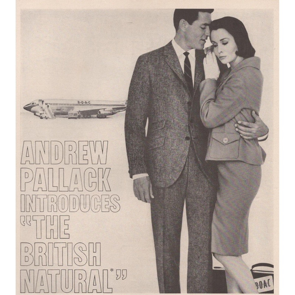 Vintage 1960 Andrew Pallack Men's Mid‎ Century Modern Fashion Suit Print Ad